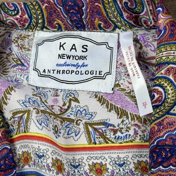 KAS New York Anthropologie XS/S Kimono Cardigan Paisley Shawl Flowy BOHO Wrap - Picture 4 of 7